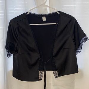 Black Vintage Tie Up Top